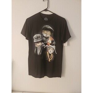 Hug Life Cat Men's Short-Sleeve Graphic T-shirt Black Size Small